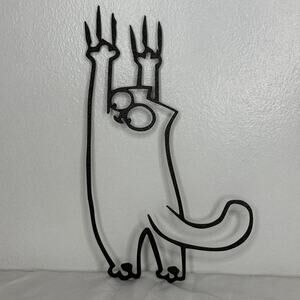 Funny Hanging Cat Wall Art Black Outline Modern Minimalist Decor